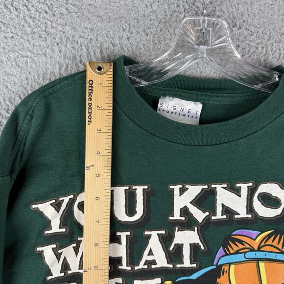 Vintage Garfield Sweatshirt Women’s Large Green Rap Hip Hop Signet Sportswear - Picture 3 of 10